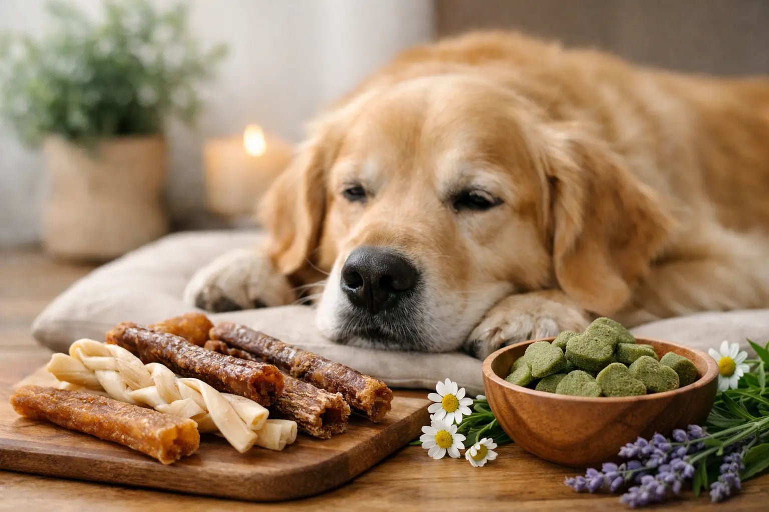 dog chews for natural calming reduce anxiety stress and chewing behaviour