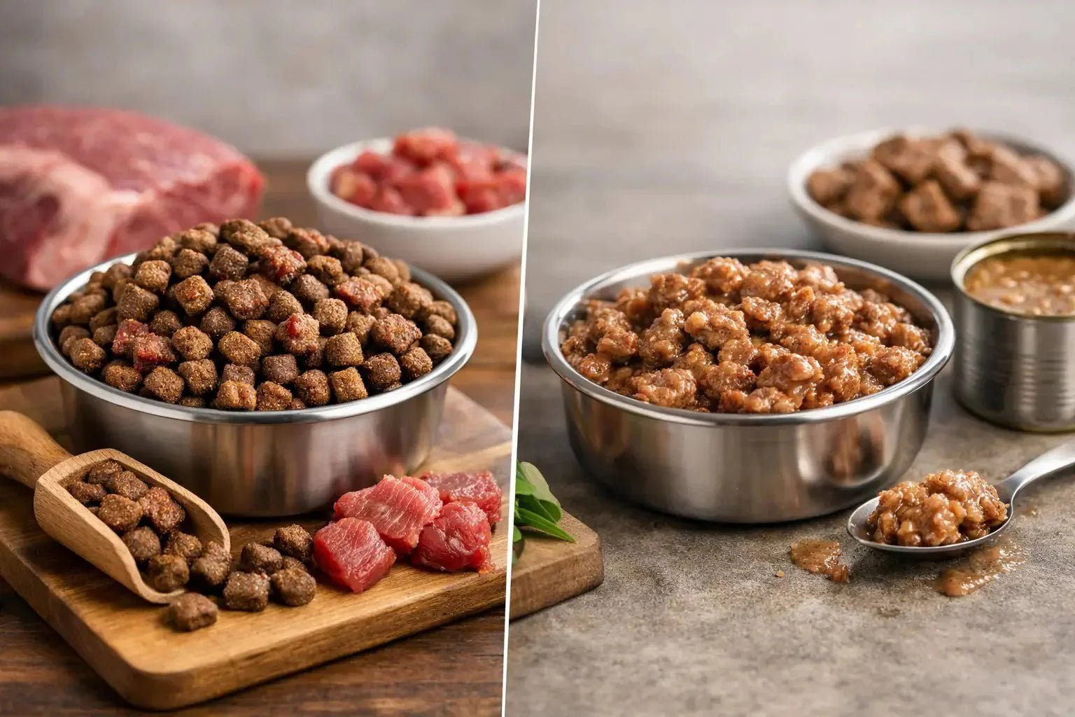 high meat kibble vs wet food dog nutrition comparison digestion cost