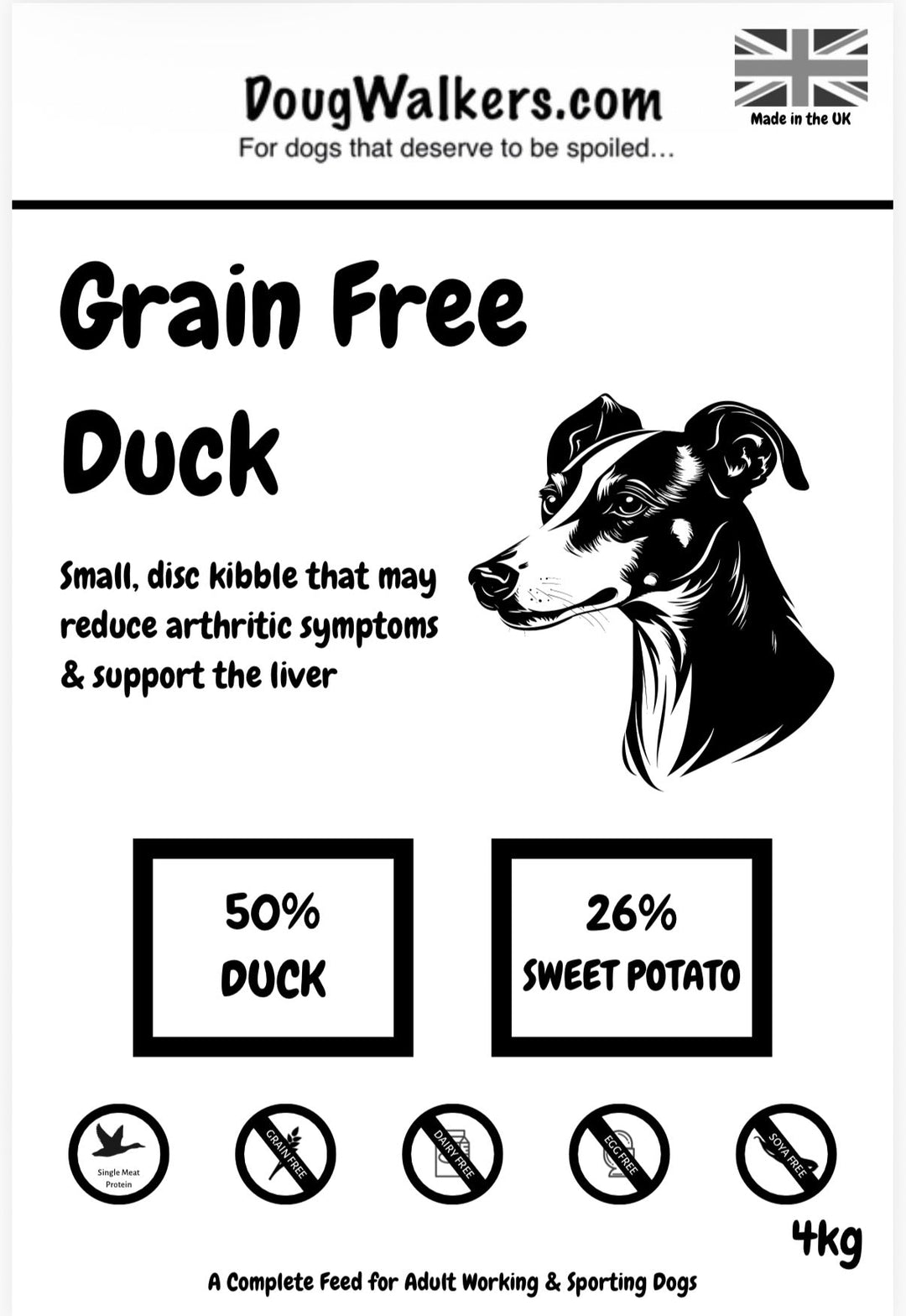 Grain Free Duck Dog Food UK - 4kg - Doug Walkers