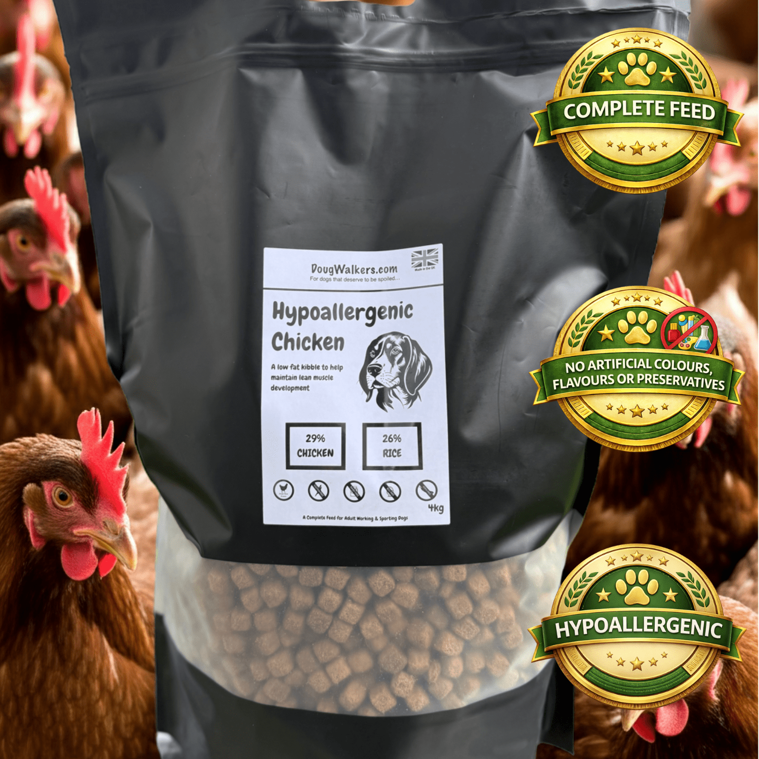 Hypoallergenic Chicken Dog Food - 4kg - Doug Walkers