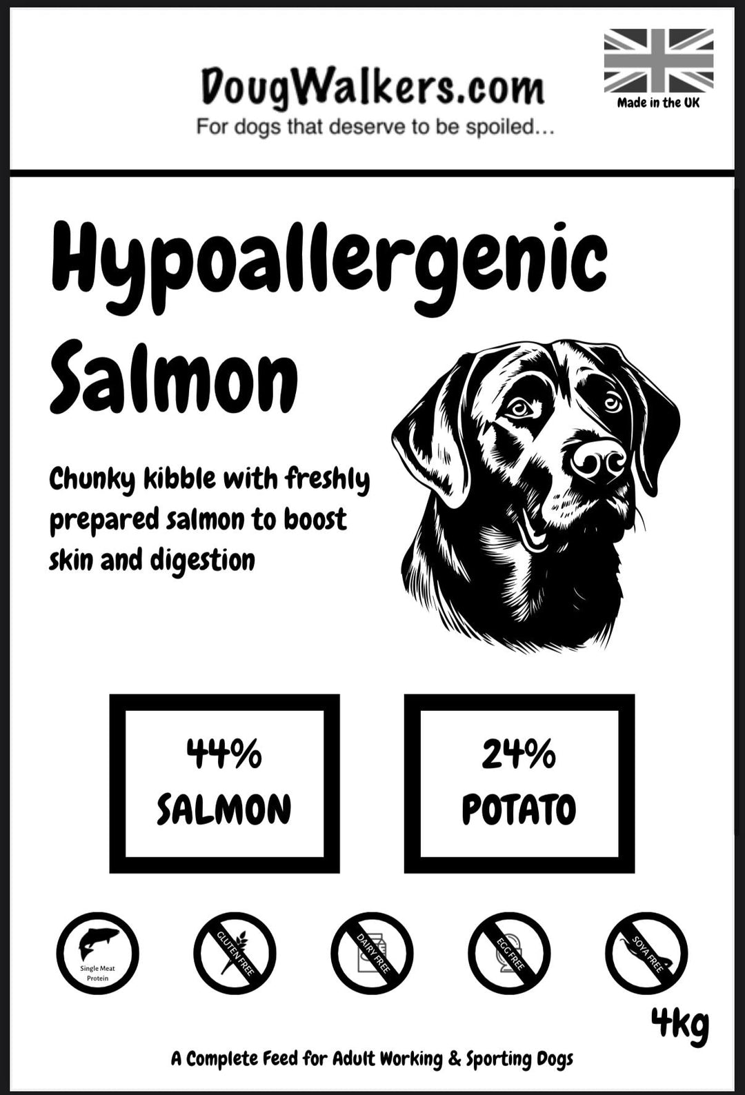 Hypoallergenic Salmon Dry Dog Food UK – Skin &amp; Coat Support Formula - Doug Walkers